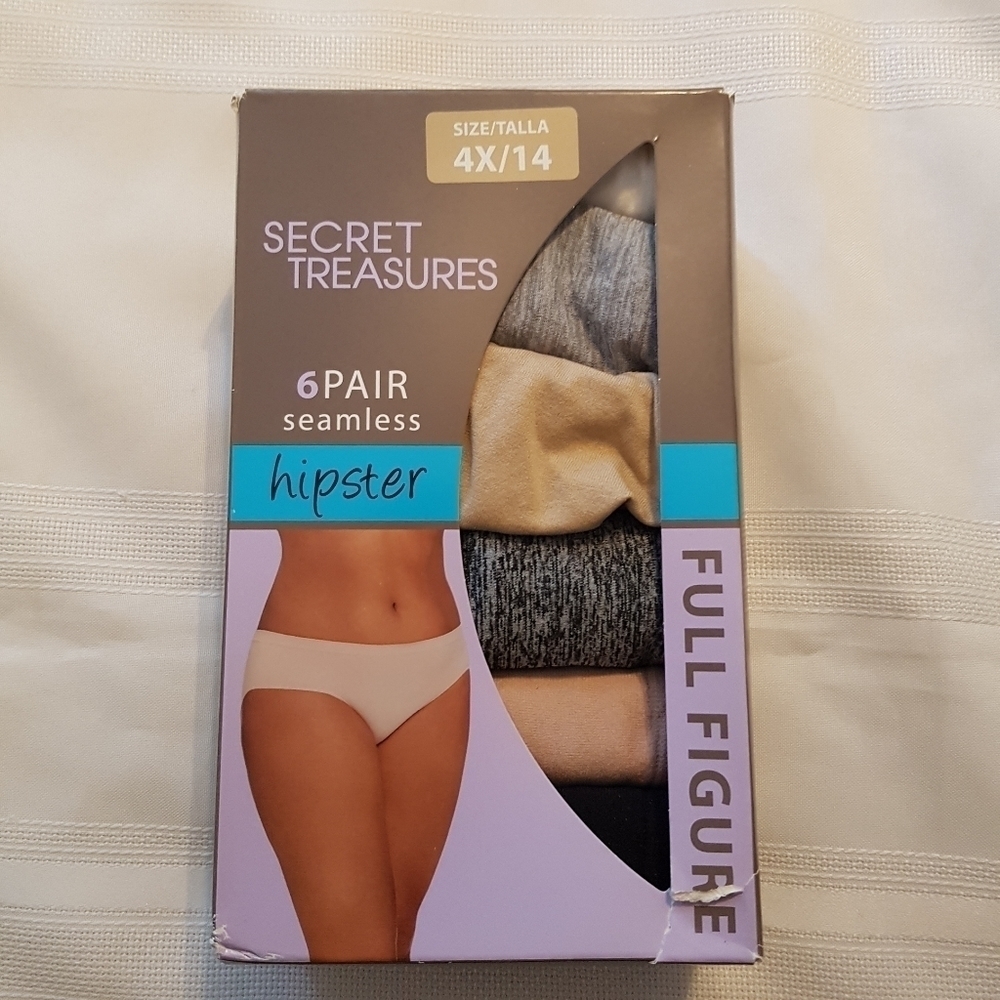 Secret Treasures women's size 4X hipster panties 6 pack, seam free, 479-6